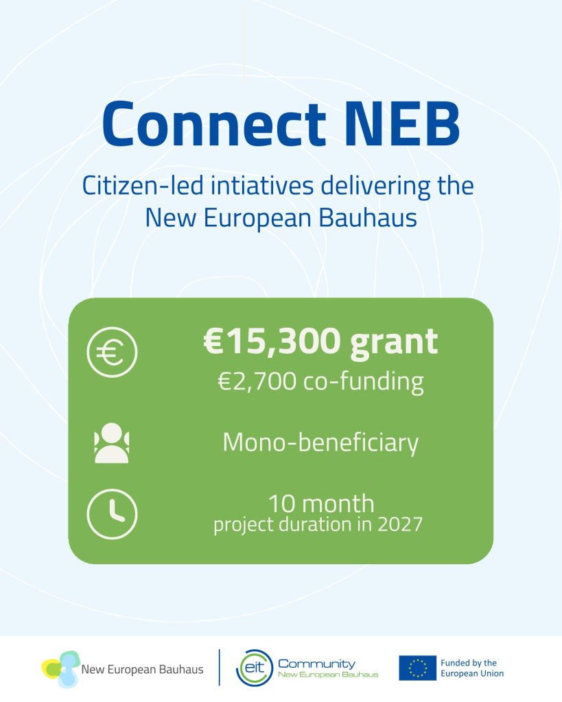 Open call New European Bauhaus Connect NEB citizen-led initiatives European Union Planet to the 3rd Power, Institute for Interdisciplinary Sustainable Development NGO Slovenia